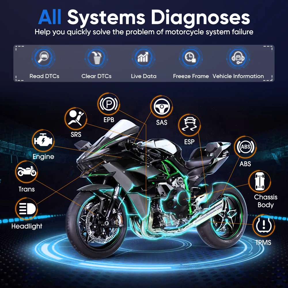 Motorcycle OBD2 Scanner ANCEL MT700 Diagnostic Tools All System Diagnose Oil Reset ABS Bleeding TPMS 31 Resets Car Repair Tools