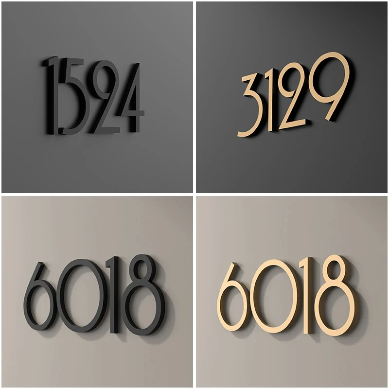 Nordic Decorative Signs Hebrew Letters House Number Room Door Acrylic 3D Letters Digital Wall Art DIY Alphabet Home Decor Plate