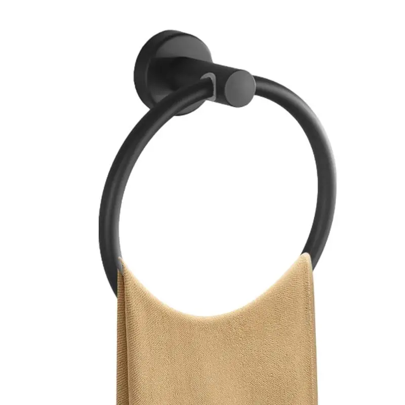 Matte Black Towel Rack Wall Mounted Matte Black Towel Rack Towel Ring Hanger With Sturdy Base For Washroom Toilet Kitchen And