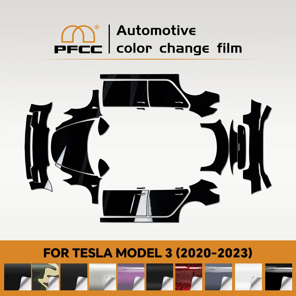 PFCC For Tesla Model 3 2020-2023 PVC Car Color Changing Film Decal Anti-Scratch Vinyl Film Auto Body Color Change Car Accessorie