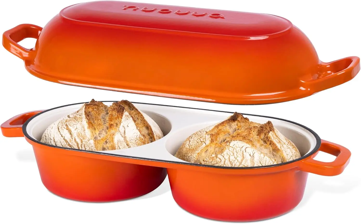 

Enameled Cast Iron Dutch Oven for Sourdough Bread Baking, 500°F Safe, Non-Stick, 16.5cm Diameter, Orange