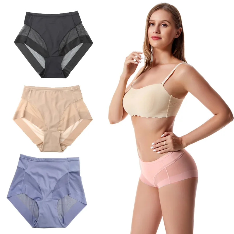 Mid-waist women's briefs transparent mesh briefs waist tuck-in comfortable no-mark high-elastic women's underwear