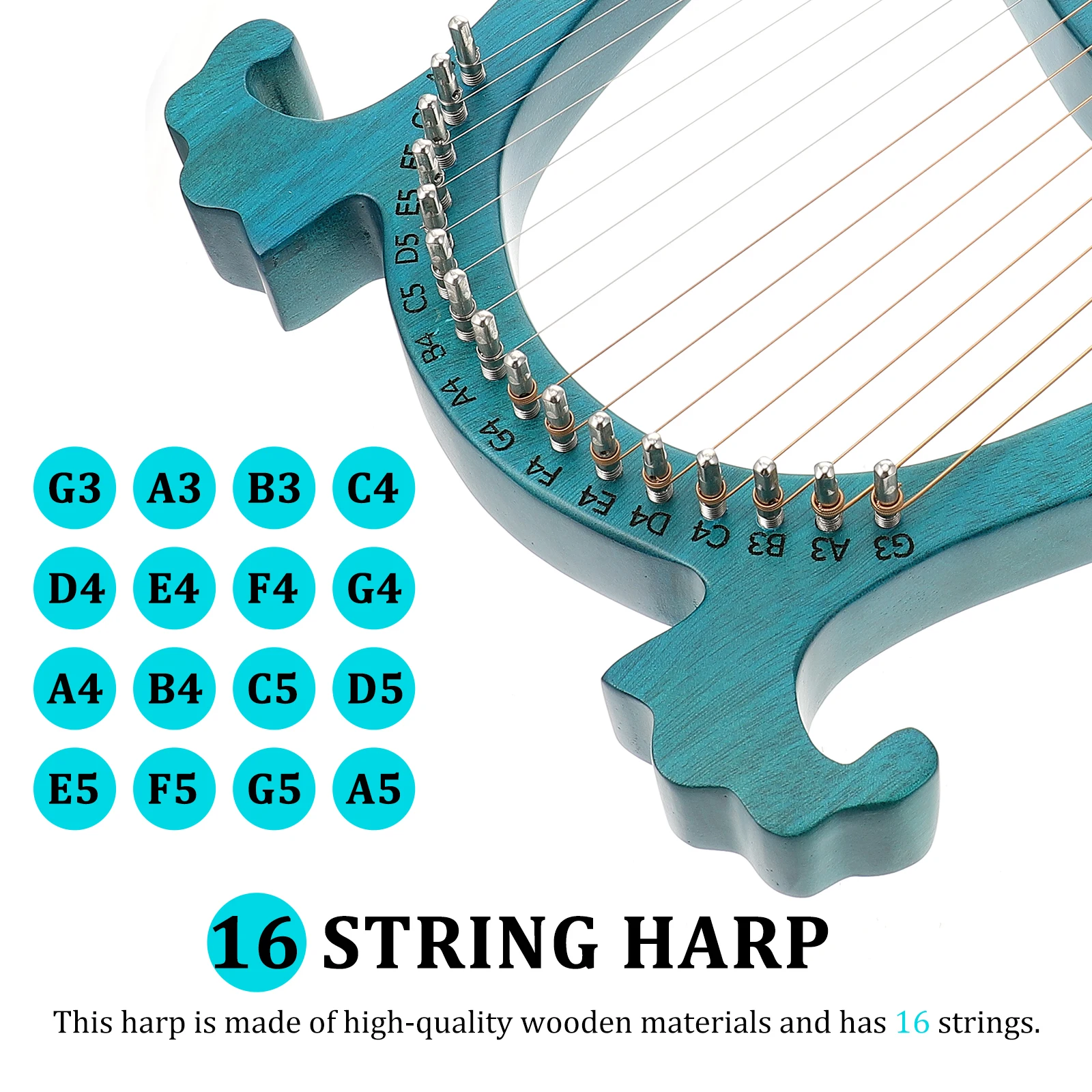 

Harp Toys Lup of Lira 19 Strings Jew's Lyre 32 Jews Music Instrument Harfa Moon Ancient Style Wooden Musical Stringed