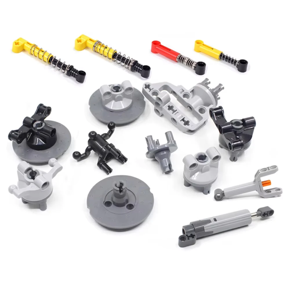 MOC Suspension Steering Push Rod Putter Spring Shock Absorber Technical Parts for DIY Building Blocks Tire Car Truck Drive Brick