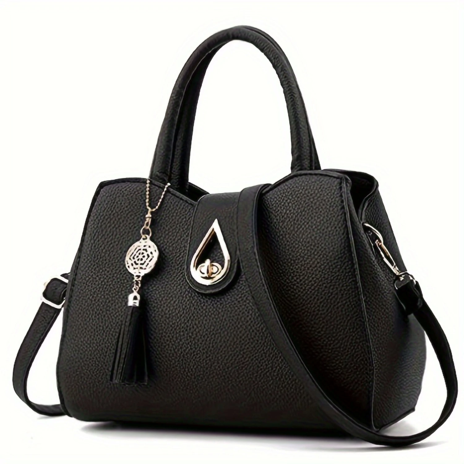 

Tassel-Accent PU Leather Handbag - Versatile Crossbody & Shoulder Purse for Daily Use