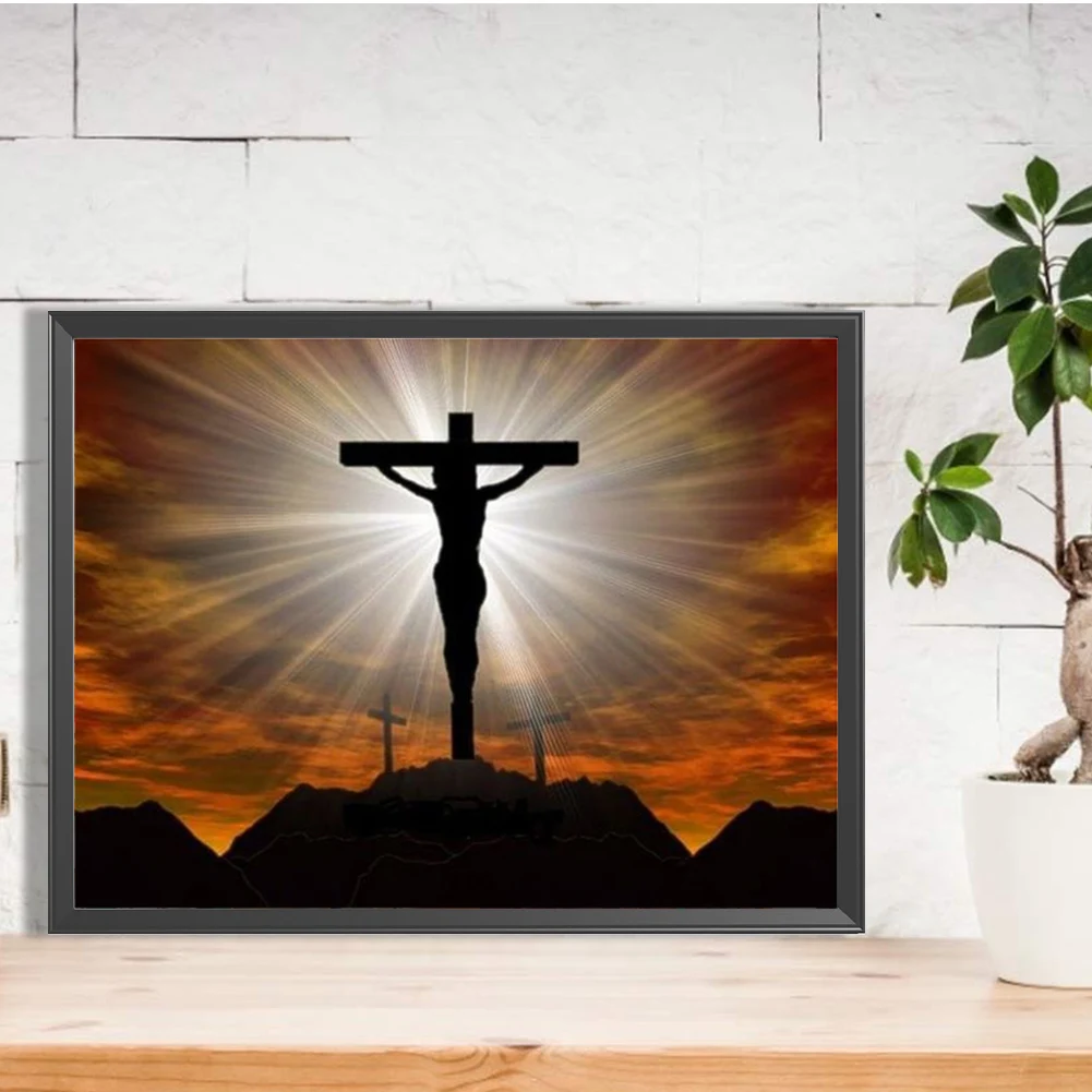 

Cross Jesus Full DIY 5D Round Drill Gem Art Diamond Painting Kits for Adults/Beginners Gift Idea Home Decor 15.75x11.81in
