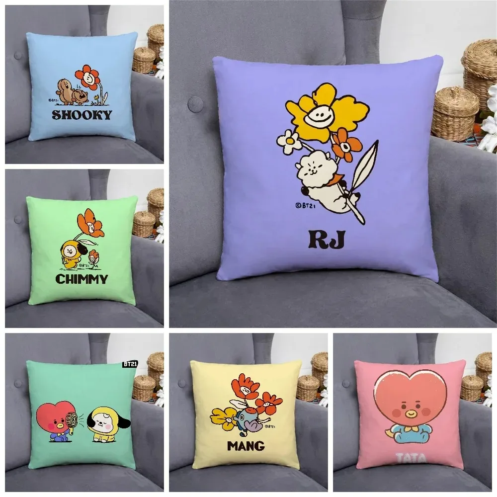 Simple cartoon floral pattern Double-sided Printed pillow cover Short plush Suitable living rooms bedrooms throw cushion cover