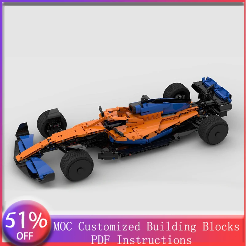 

1241 деталь: Гоночный автомобиль, красочный, модульный конструктор MOC, технологичная модель из строительных блоков, простая игрушка для самостоятельной сборки, подарок на день рождения