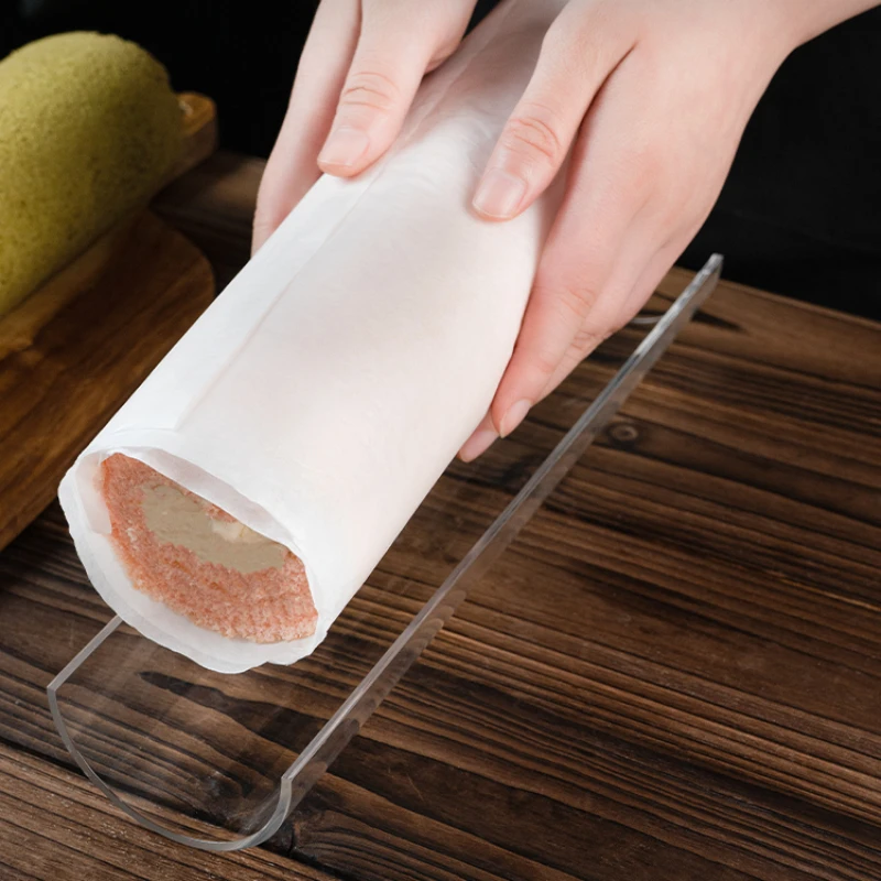 Zackoo 30cm Cake Roll Shaping U-shaped Mold Thickened Transparent Acrylic Swiss Roll Refrigerated Retainer Pastry Baking Tool