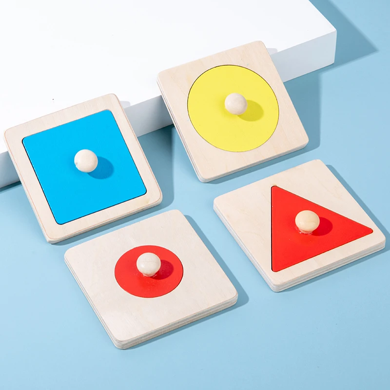 Children's geometric shape hand-held board, graphic recognition matching early education and intelligence toy.