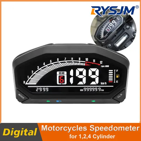 Universal Motorcycle Speedometer Digital Speed Meter Scooter ATV Retro Dashboard RPM Fuel Gauge with Sensor Bracket Accessories