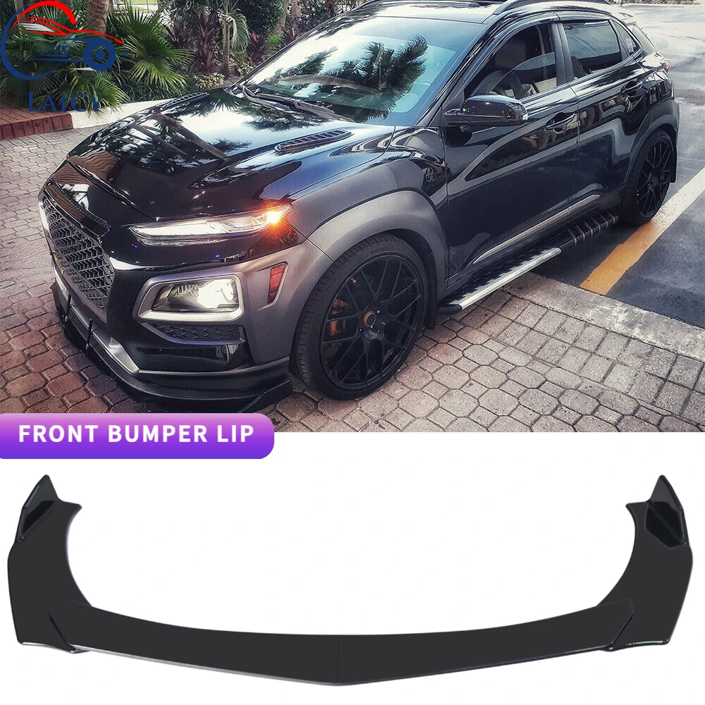 LAICY For Hyundai Kona 2018-2022 Car Front Bumper Lip Body Kit Canard Lip Diffuser Spoiler Anti Scratch Auto Parts