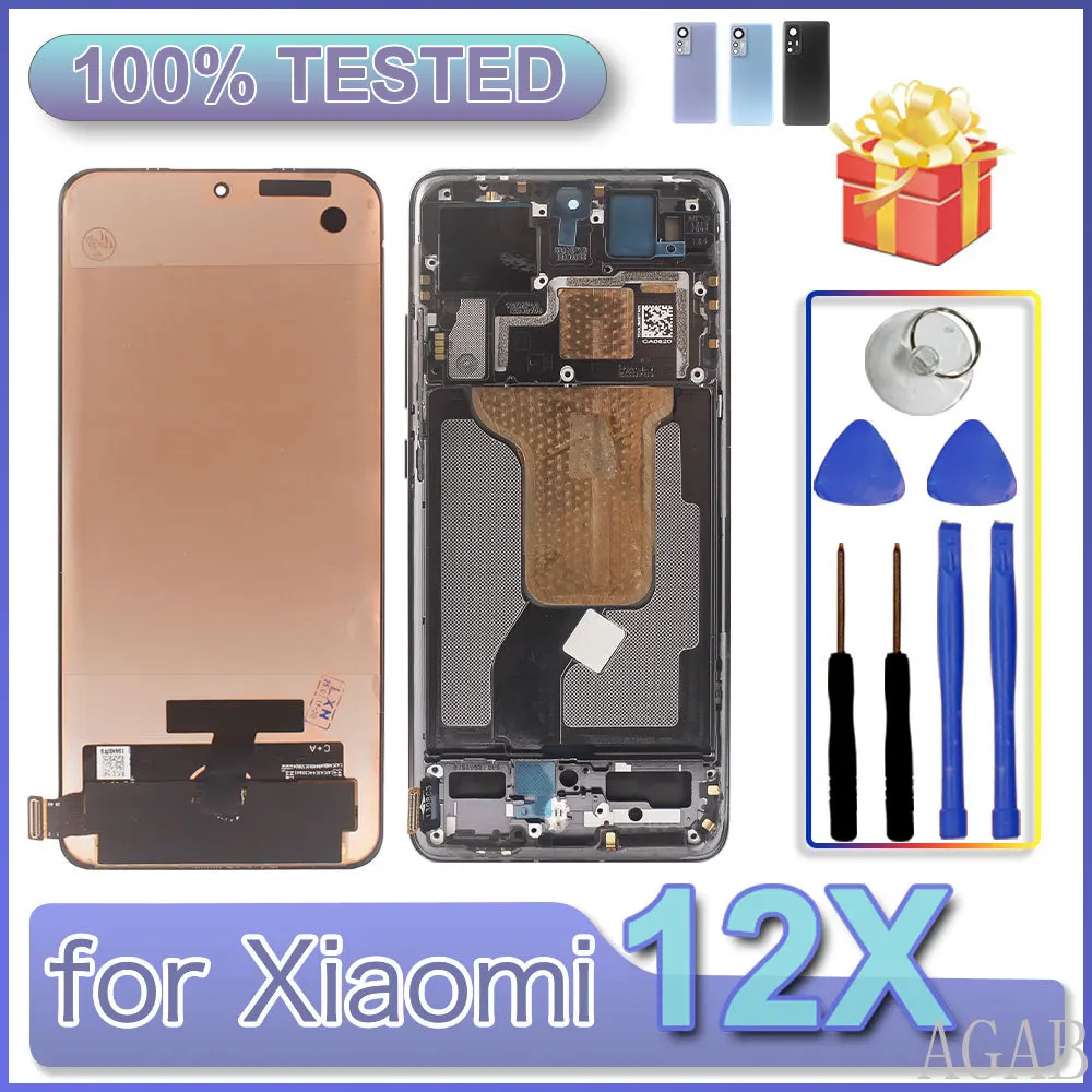 6.28” AMOLED LCD for Xiaomi 12X 2112123AC LCD Display Touch Screen Digitizer Assembly for Mi 12X 2112123AG Phone LCD With Frame