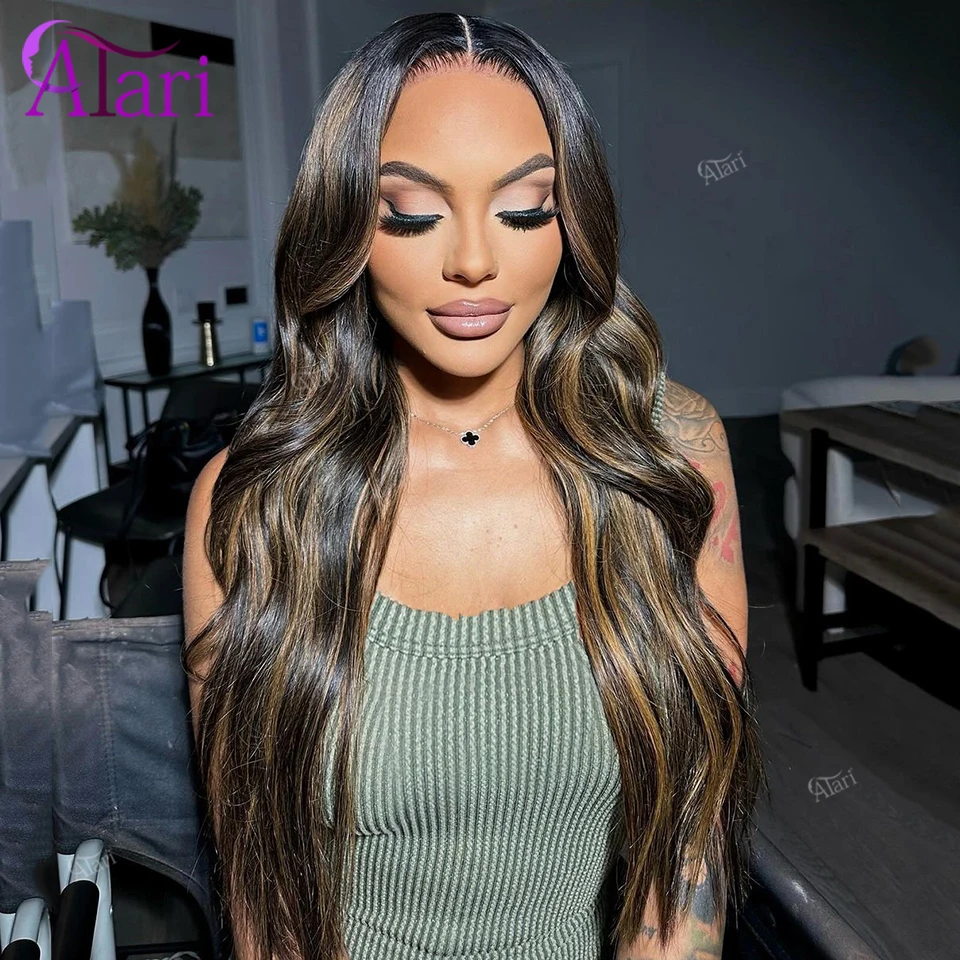 5x5 Ombre 30 with Black Highlights Body Wave Human Hair Wigs Brazilian 13x6 13x4 Lace Front Remy Hair Wig for Women Closure Wig