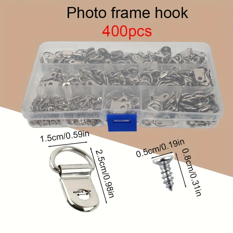 400pcs D-shaped semi-circular ring photo frame, hanging ring with screw hook, photo frame hook, invisible photo frame hook