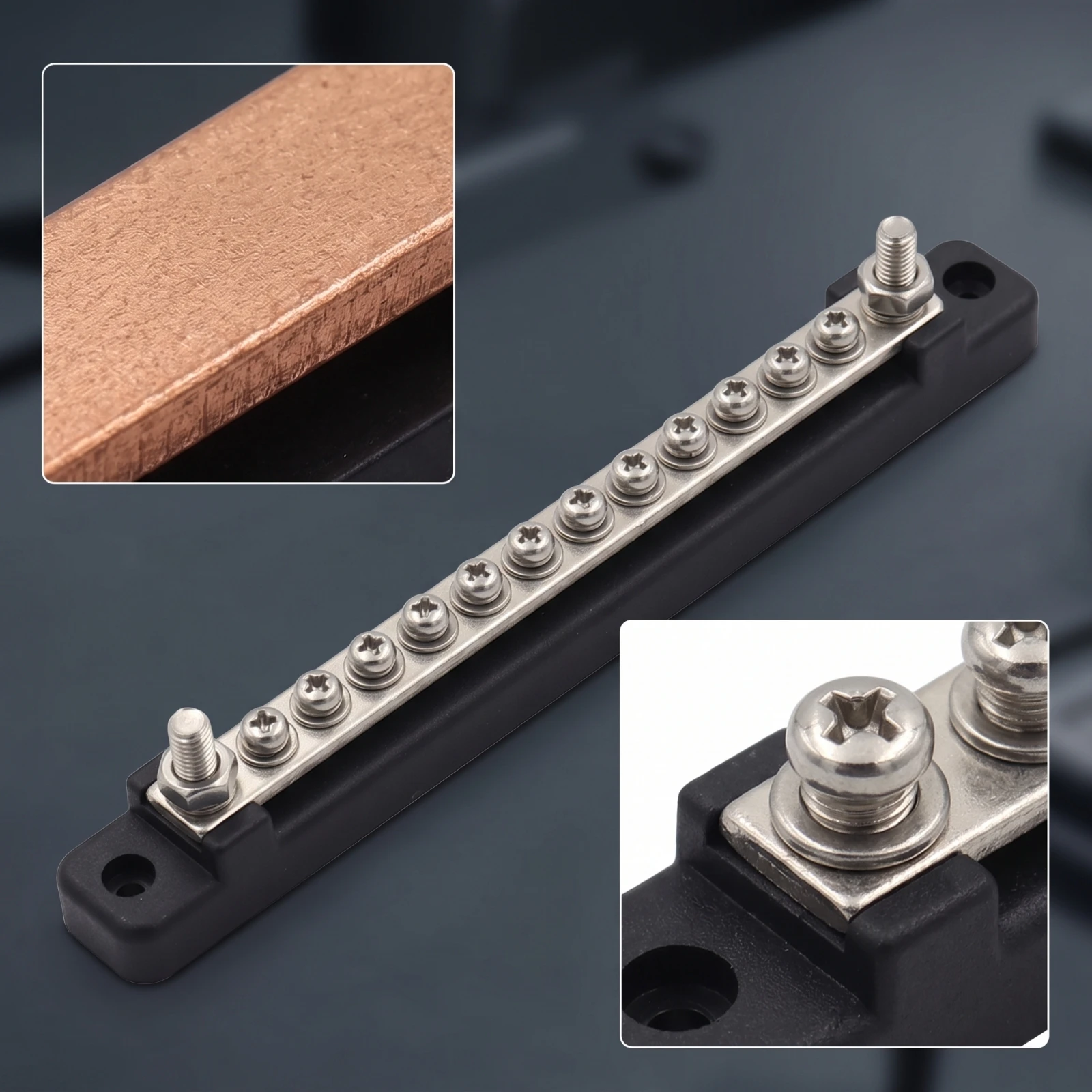 Power Distribution Block with Cover Screw-Fastened Power Distribution Block Marine Bus Bar High Conductivity Corrosion Resistant