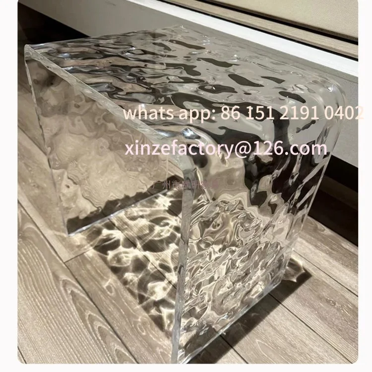 Customizable water corrugated acrylic low stool household dressing transparent bathroom bath waterproof shoe change small stool