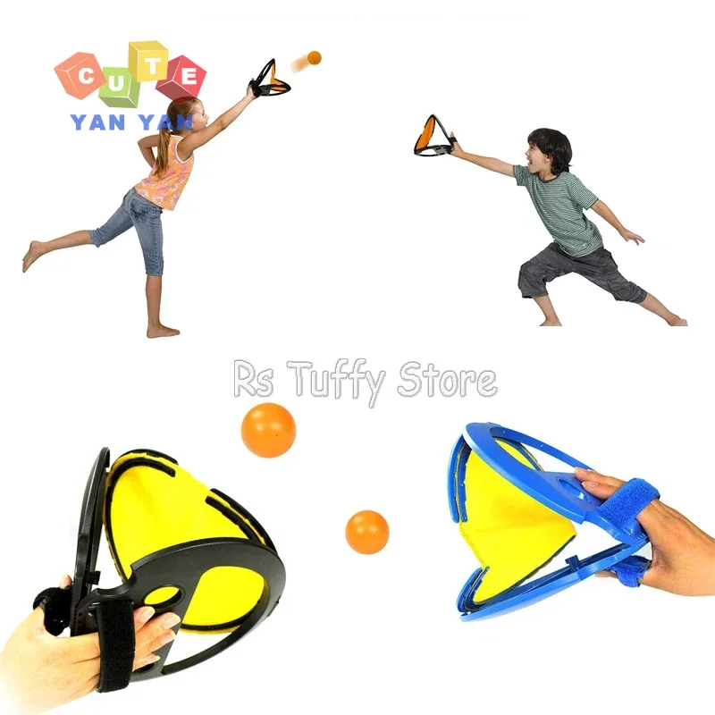 

Outdoor Games Parent-Child Throwing and Catching Ball Sports Fitness Hand Grasping The Ball Racket for Adult Children Toys Gifts