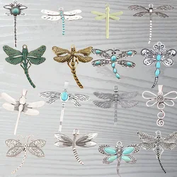 4 x Large Mixed Boho Dragonfly Imitation Turquoises Stone Charms Pendants For DIY Necklace Earrings Jewelry Making Accessories