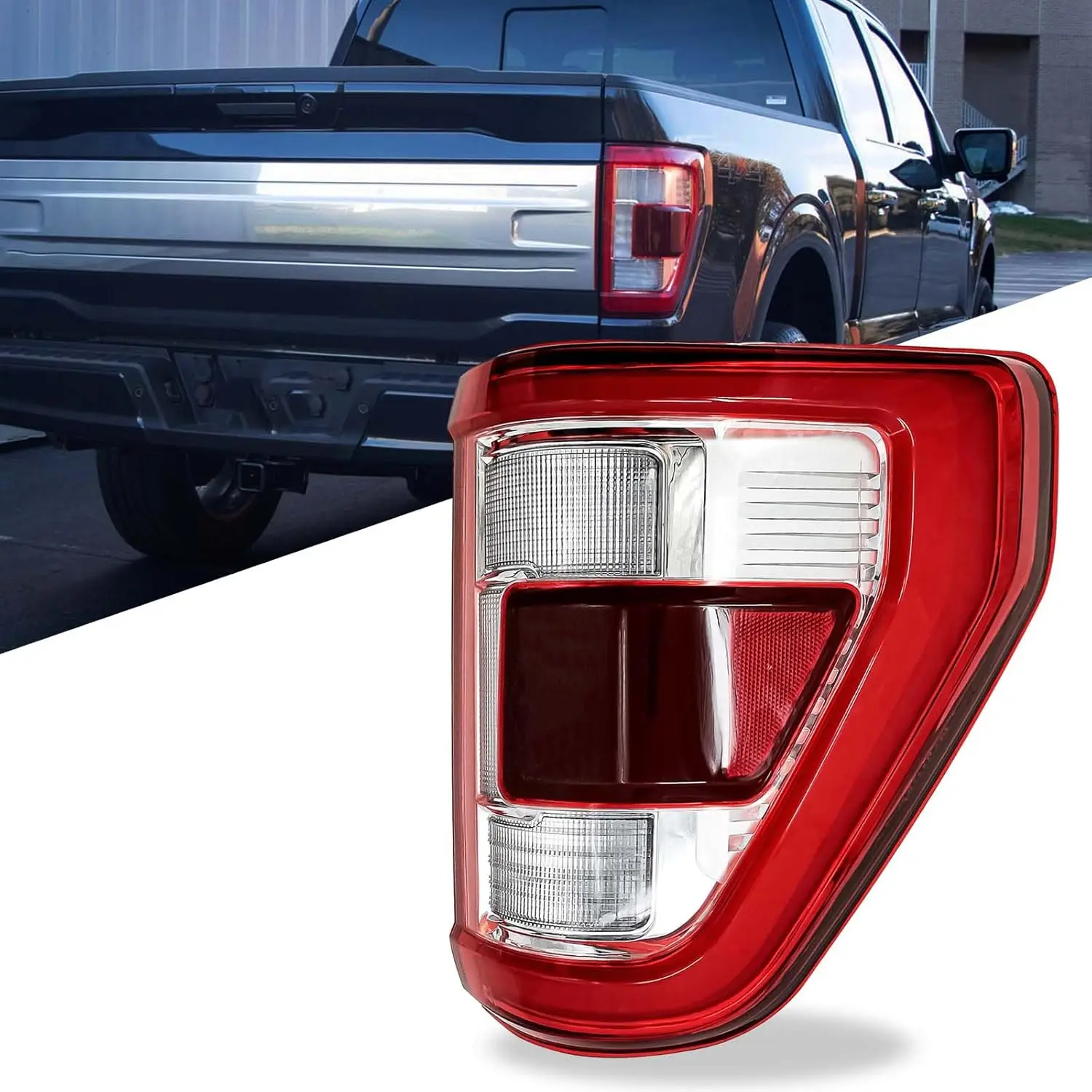 

LED Right Tail Light Assembly w/Blind Spot (Module Not Included) Compatible with Ford F150 F-150 2021-2023, Rear Passenger Side