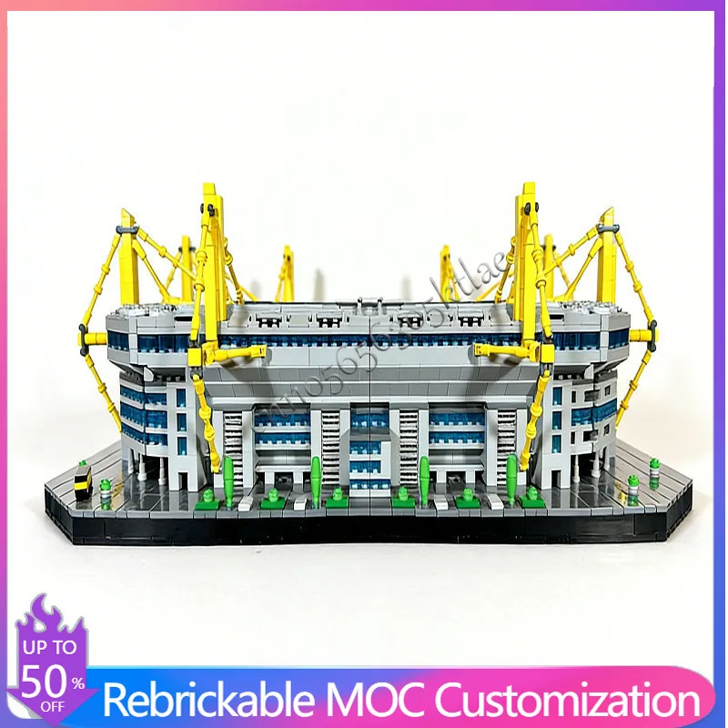 5844 قطعة نموذج مبنى ملعب ويستفالينستاديو بمقياس 1:500، مجموعة بناء معيارية قابلة للتخصيص، تصميم بسيط، لعبة تركيب للأولاد، هدية عيد ميلاد