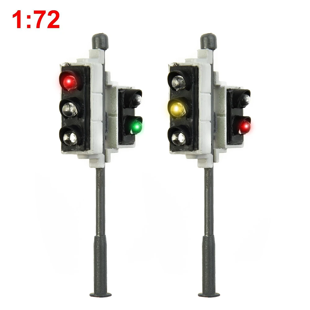 3 Pcs Gauge 00 H0 Traffic Lights With Pedestrian Lights And LEDs Vehicle 1:72, Suitable For 00 Gauge Perfect For Rail & Building