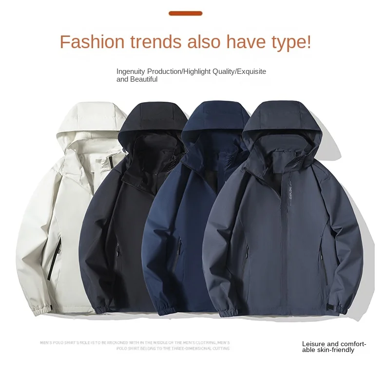 Wasserdichter Outdoor-Regenmantel für Herren, leichte Radfahrjacke mit Kapuze, Streetwear, wasserdichte Jacke – Detail 4
