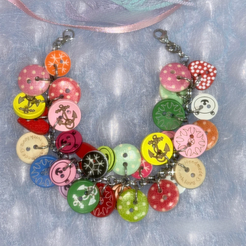 Original Handmade Polka Dot Button Y2K Bracelet Vintage Subculture Dreamcore Millennial Style Bracelet Girly Bag Accessories