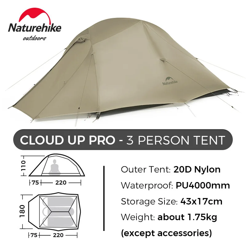 Naturehike Campingtent Cloud Up PRO 1 2 3 Ultralichte draagbare opvouwbare wandelzelt Outdoor winddichte reistrekkingtent
