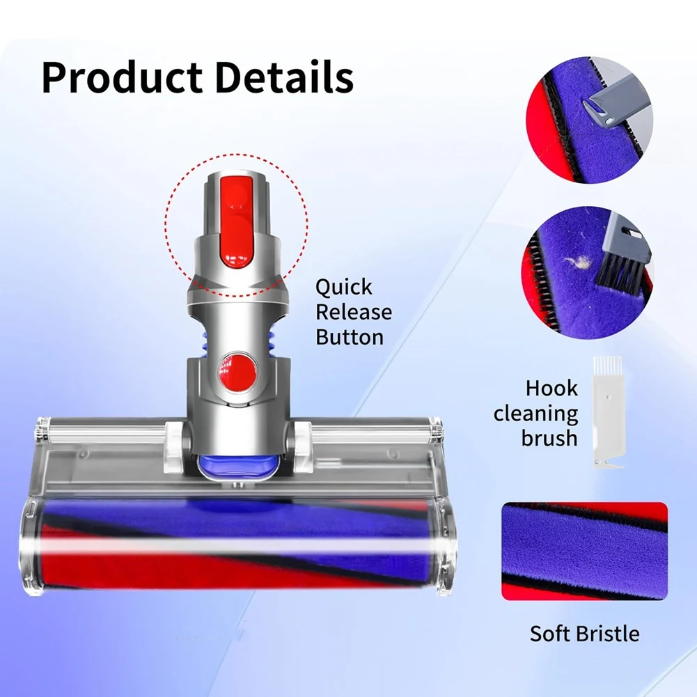ABBK-Cabezal de limpiador de rodillo suave para Dyson V7 V8 V10 V11 V15 reemplazo de cabezal de aspiradoras inalámbricas para suelos duros