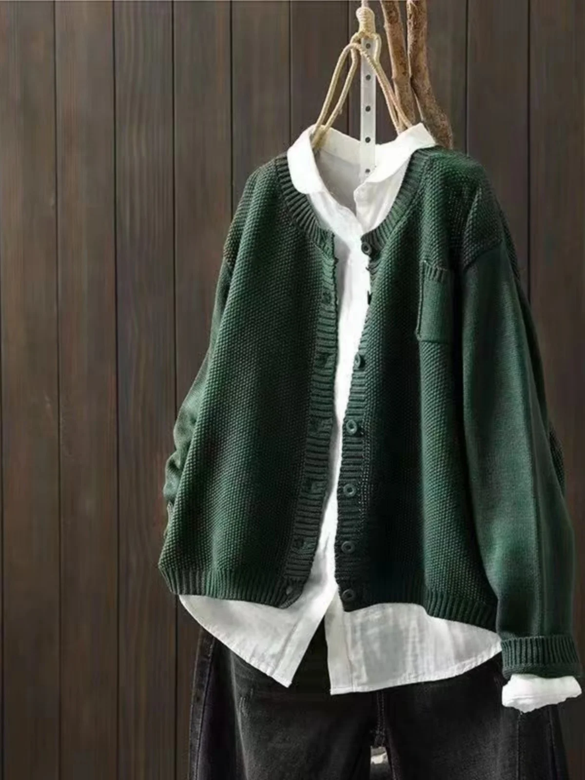 Cardigan tricoté pour femme, polyvalent, Long, boutonné, couleur coton, coupe ample, vêtements d'extérieur, automne et hiver