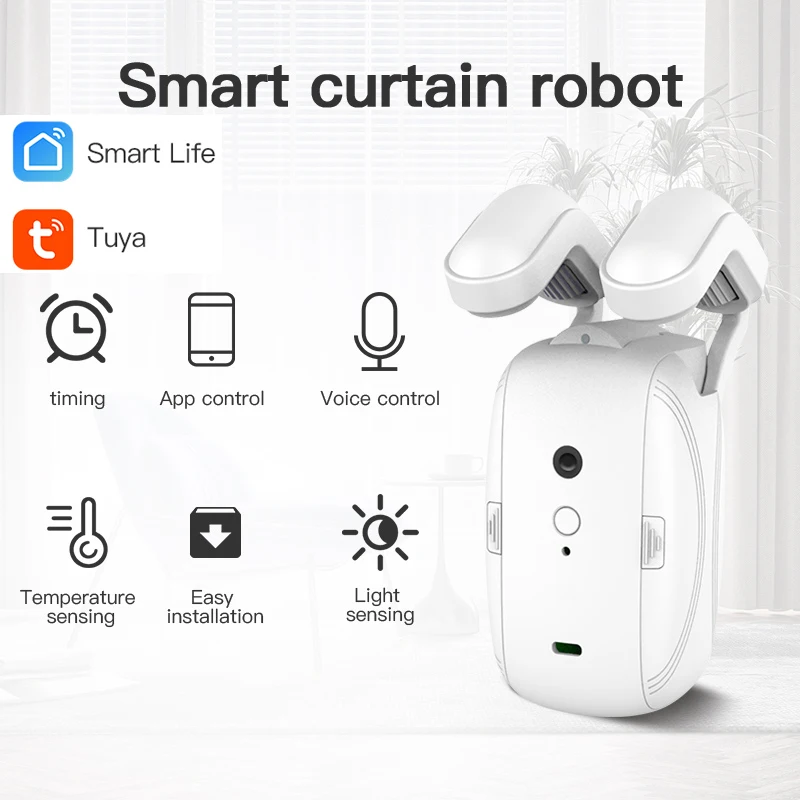 Smart Automatic Curtain Opener Tuya WIFI Bluetooth Roman T U Rail Track Curtains Switch Robot Remote Control Alexa Google Home