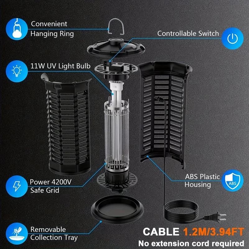 Bug Zapper Outdoor, Muggenzapper 2 In 1 Draagbare En Oplaadbare Bug Zapper Buiten Met 4000Mah Batterij