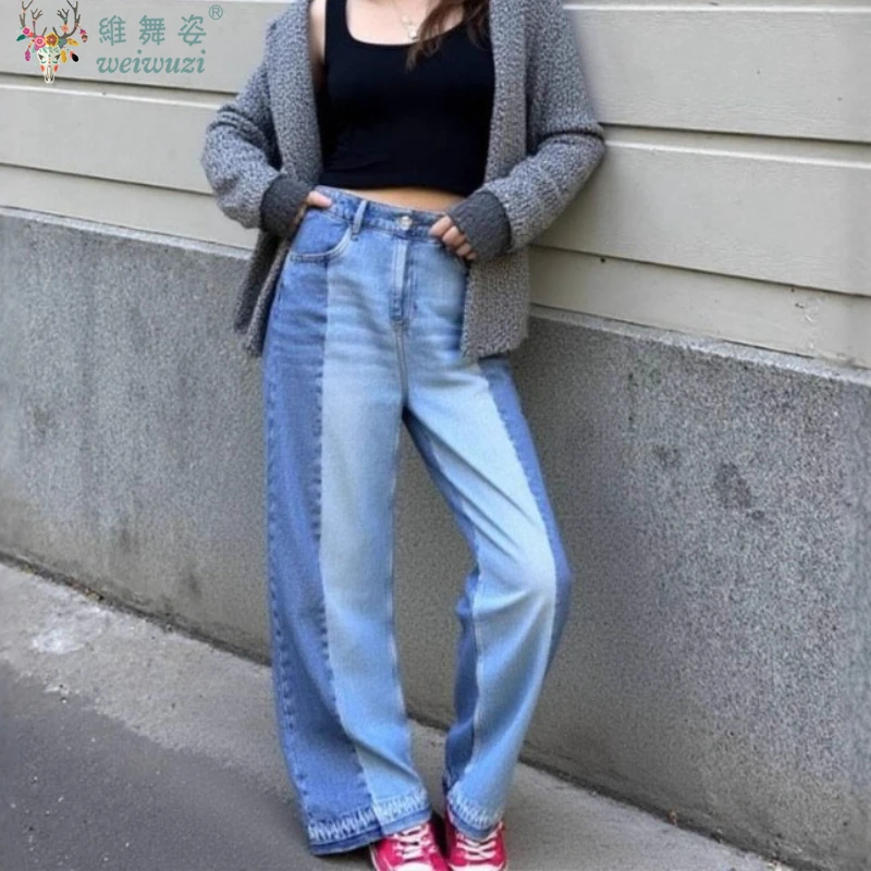 

Женские джинсы, джинсовые брюки с высокой талией, повседневные широкие брюки Y2k, модные женские уличные свободные брюки, осенняя новая уличная одежда