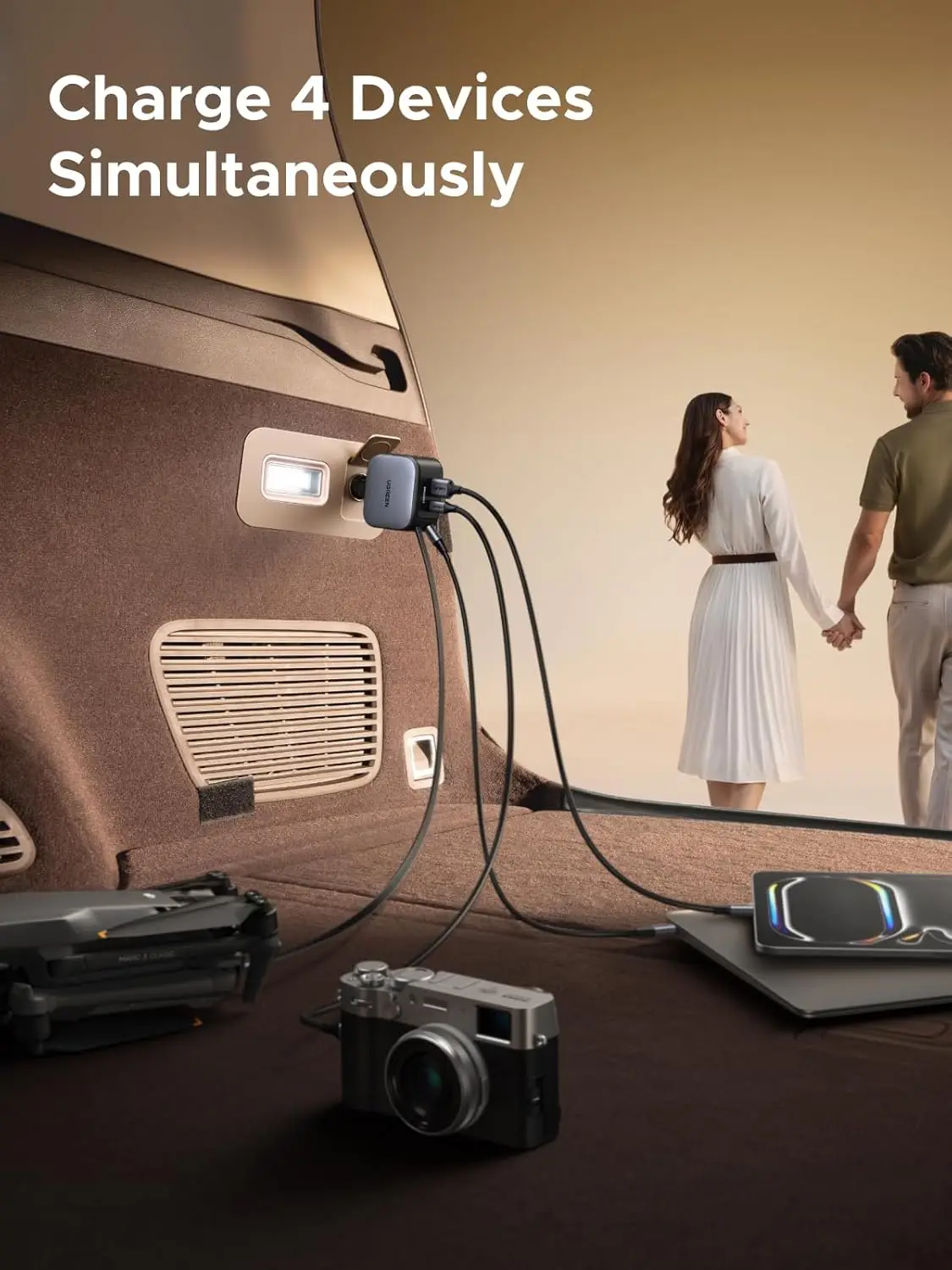 UGREEN 145W 3C1A شاحن سيارة قابل للسحب، شاحن هاتف السيارة USB C شحن سريع مع كابل من النوع C #6