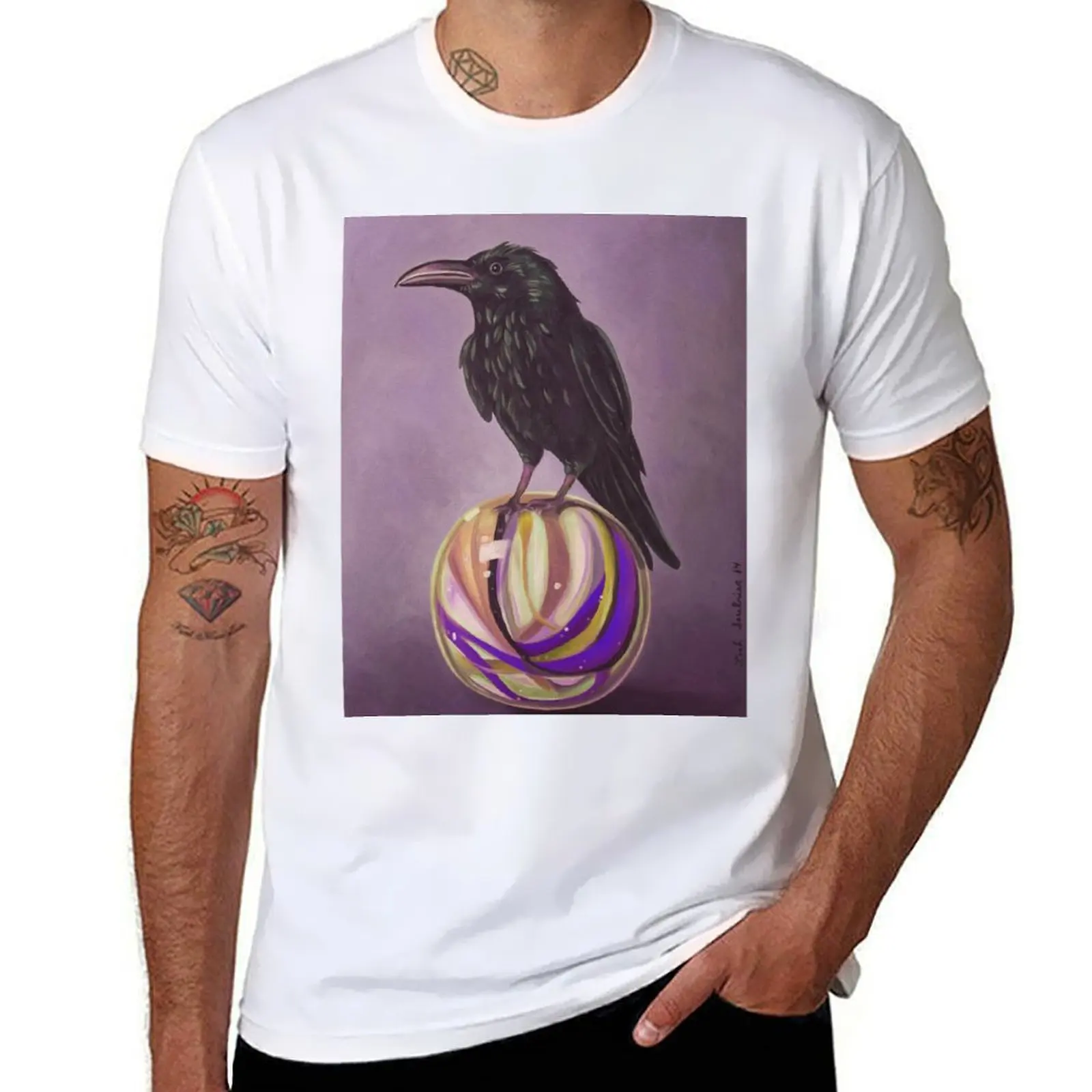 

Crow On A Marble T-Shirt man t shirts graphic anime tshirt T-Shirt
