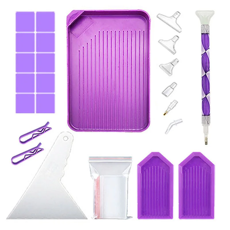 1 Set New DIY Purple Diamond Painting Tools Kits, Diamond Painting Pens Tray Accessories And Correction Tool