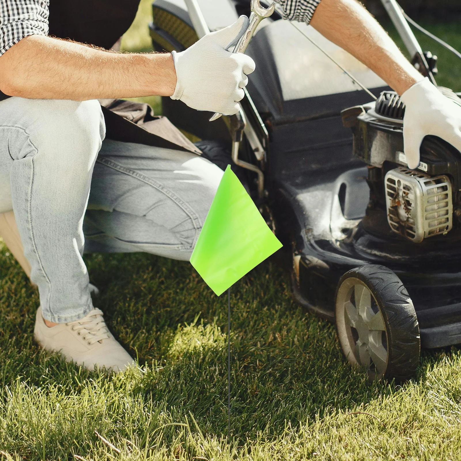 

50pcs Landmark Signal Flags Steel Wire Polyester Marking Flags For Lawn Yard Irrigation Boundary Identification Home Decor