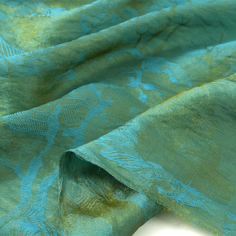 1meter Lustrous Brocade Rayon Jacquard Fabric Landscape Scenery Lightweight Spring Summer Dress Qipao Floral DIY Sewing