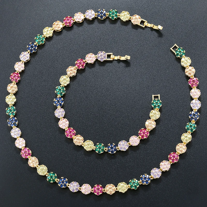 ZHUKOU Summer Dopamine Series Vibrant Colorful Flower Necklace Bracelet Wholesale:VL526 VL527