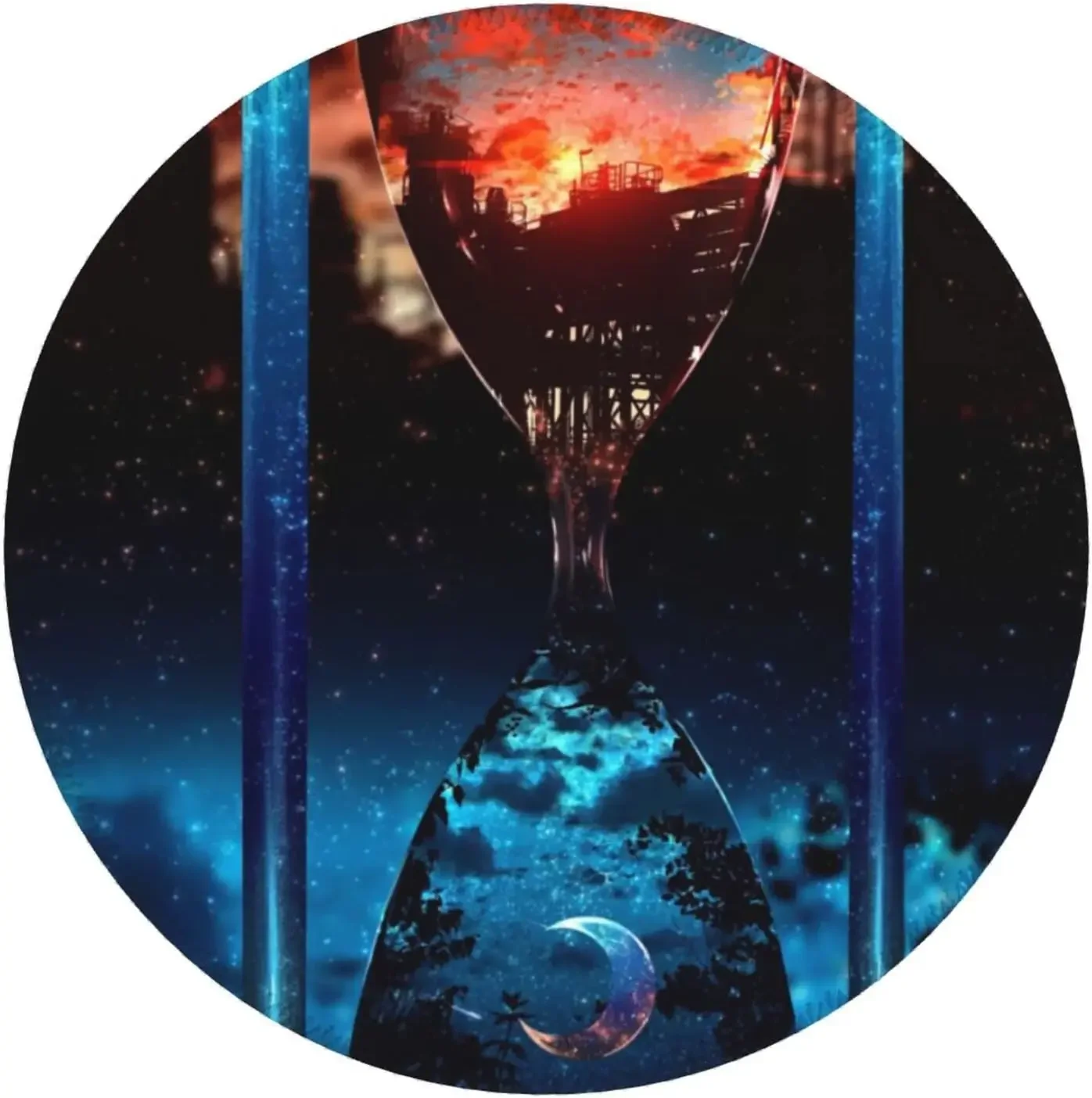

Hourglass Sun Moon Time Round Mouse Pad Galaxy Mousepad Non-Slip Rubber Mouse Mat for Computer Desk Gaming Laptop Office Work
