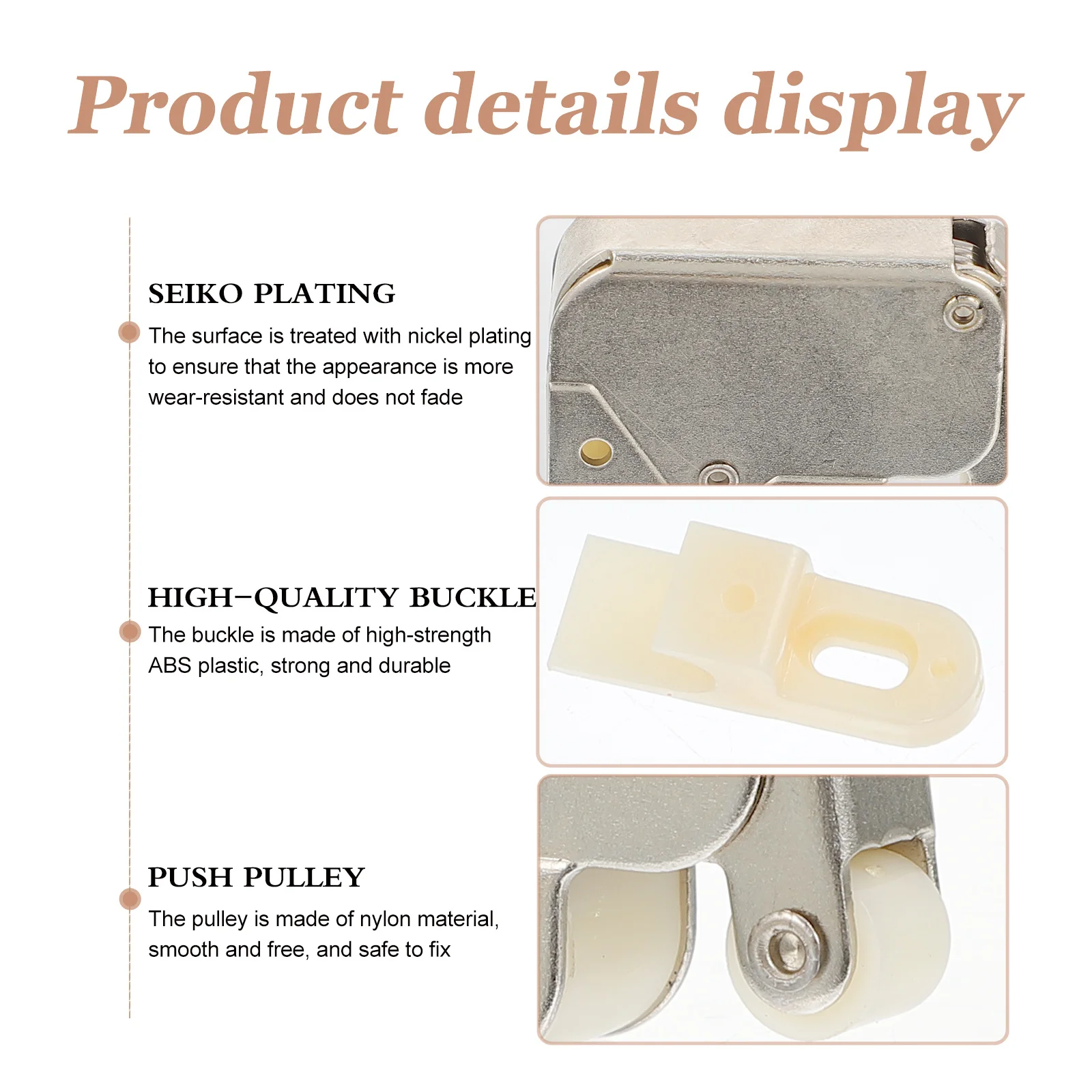 

5Pcs Steel Nylon Self-Locking Spring Buckle Push-in Touch Lock Durable Furniture Cabinet Safety Self-Locking Spring Buckle