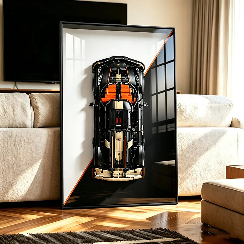 Wall-Mounted Aluminum Frame Compatible with LEGO Technic 42232 Koenigsegg Sports Car, Adult Collectible Decor Gift, Frame Only