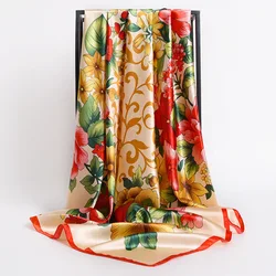 Silk Scarf Women Chinese Retro hair neck Square Scarves Ladies Shawl Bandanna Muslim Hijab Handkerchief muffler foulard