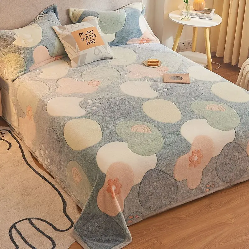 Bed Coral Fleece Blanket Autumn Winter Warm Comportable Sheet Bedspread Naps blankets For Kids Home Textile