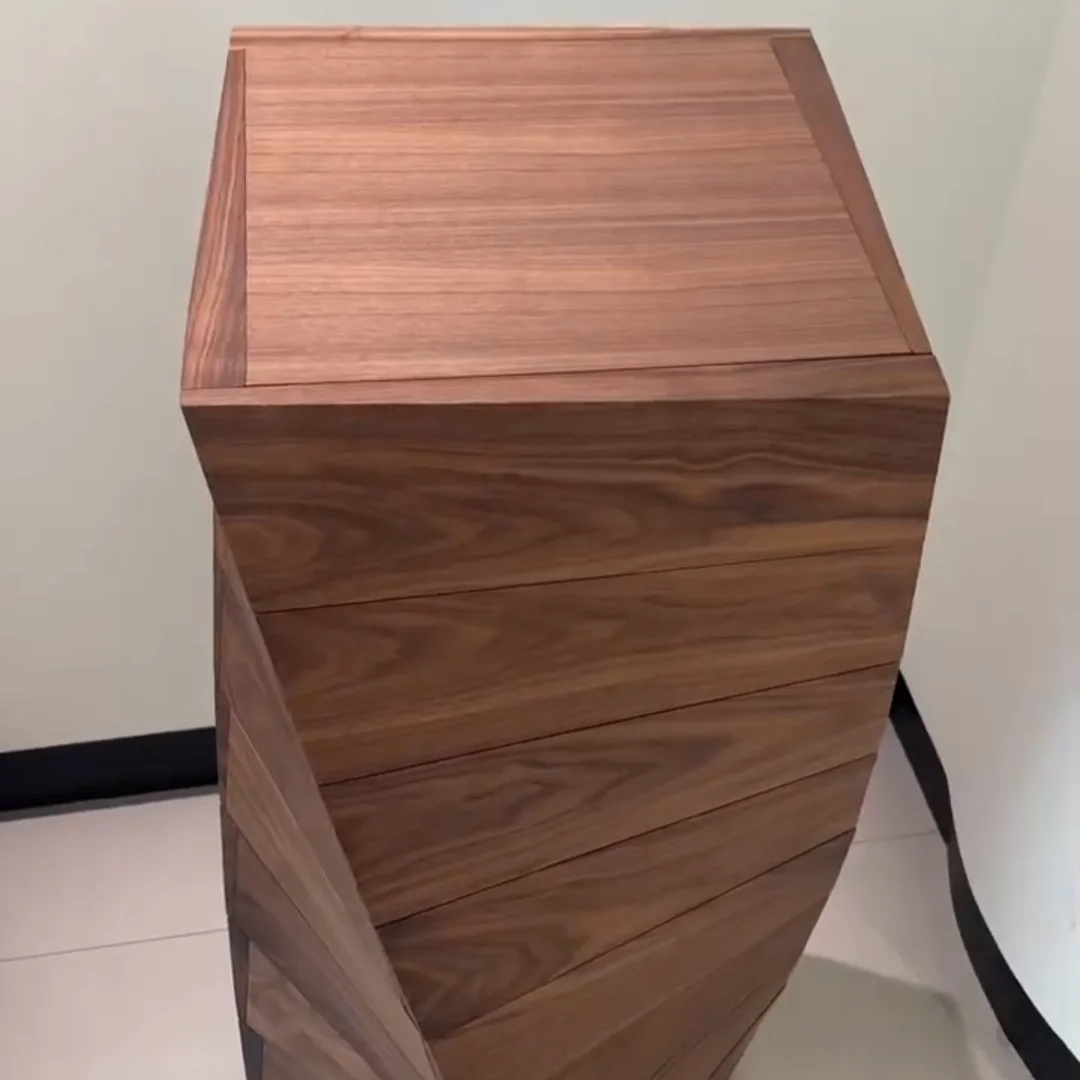 New Chinese style North American black walnut nine chest chest chest of drawers living room solid wood special-shaped