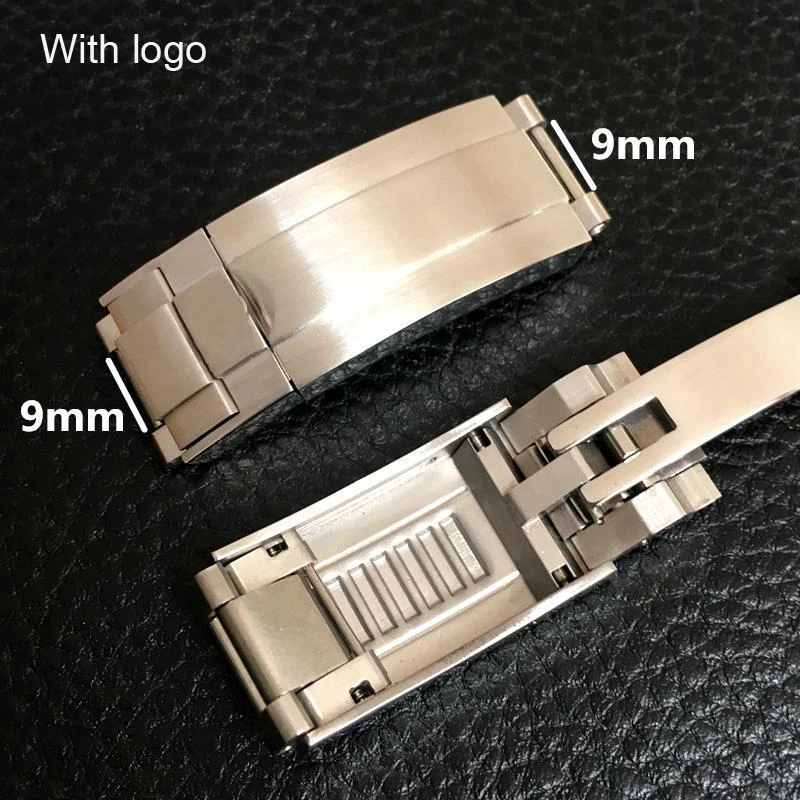 Stainless steel folding buckle glide lock for watch band strap Deployment clasp 9mmx9mm