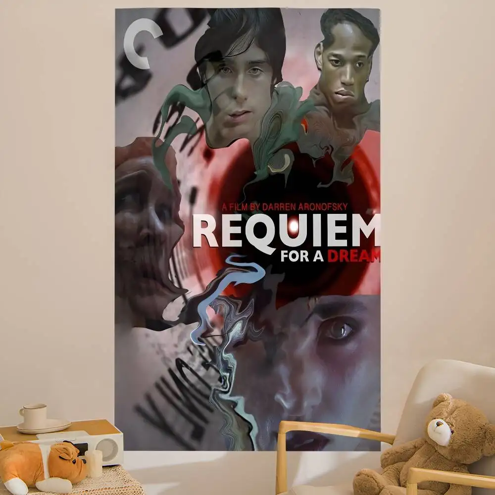 Requiem for a Dream Anime Tapestry Hippie Flower Wall Carpets Dorm Decor Wall Hanging Home Decor