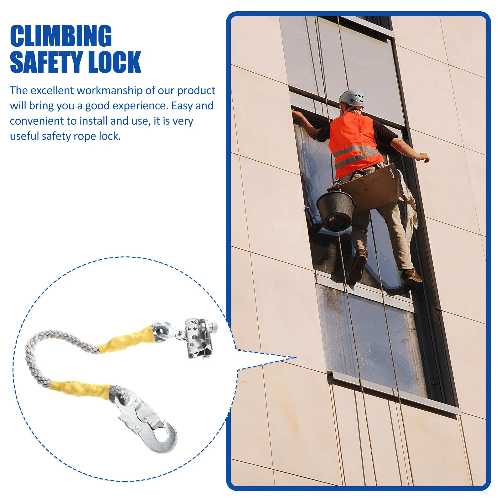 جهاز قفل ذاتي قفل حبل أمان فولاذي عالي التحمل لتسلق معدات قفل المعادن السقالات