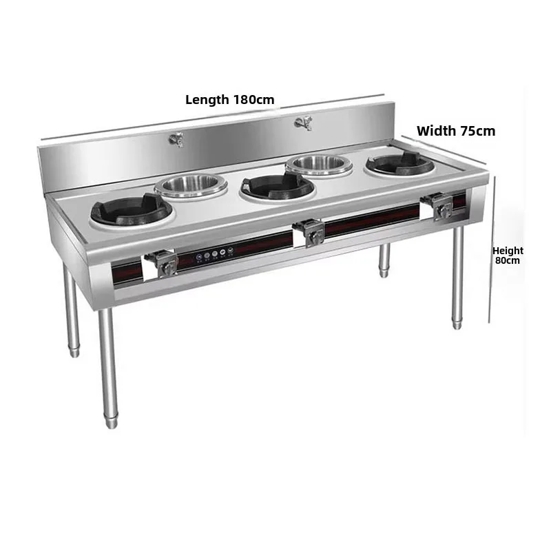 Stainless Steel Fierce Fire Stove Commercial Restaurant Frying Stove with Flameout Protection Liquefied Gas Cooktop Customized